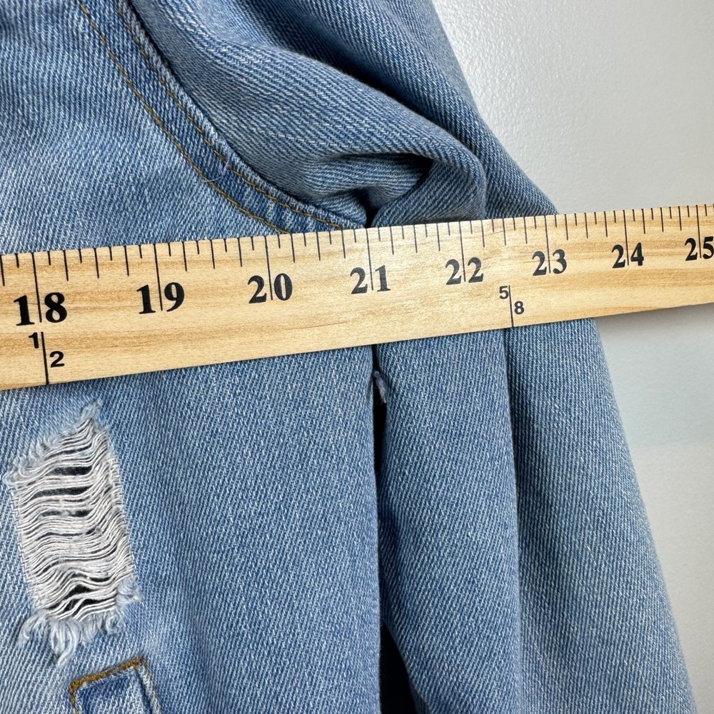 Ci Sono Distressed Denim Trucker Jacket Womens XL Y2K Grunge Streetwear Oversize - Picture 3 of 8